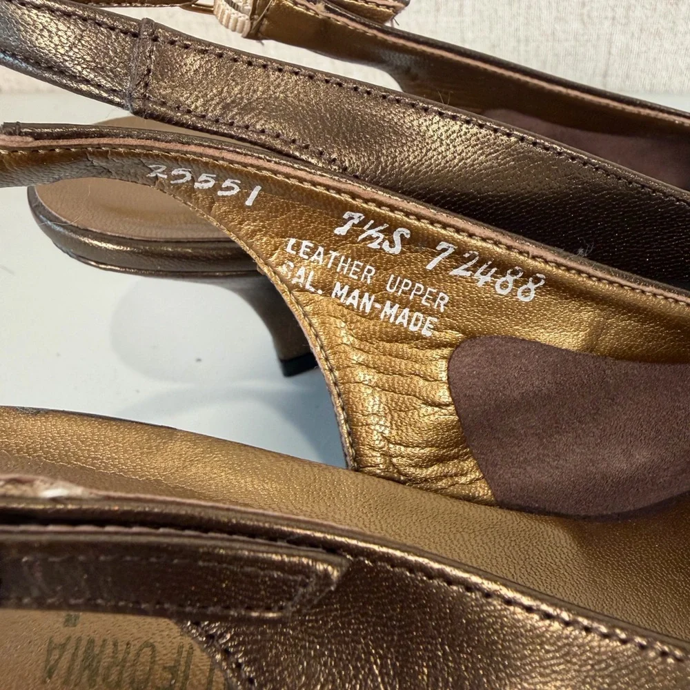 magdesians women's shoes Peep Toe Slingback Kitten Heel Size 7S‎ Brown